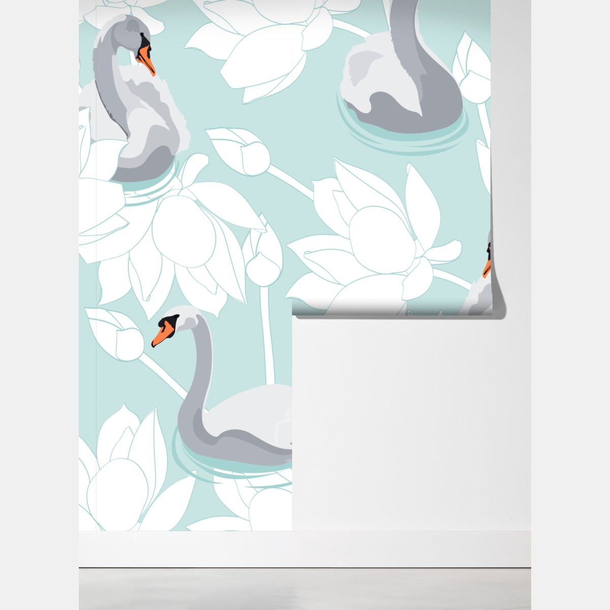 Fototapeta spokojne łabędzie i lotosy – Wallissimo® Fototapeta spokojne łabędzie i lotosy – Wallissimo®