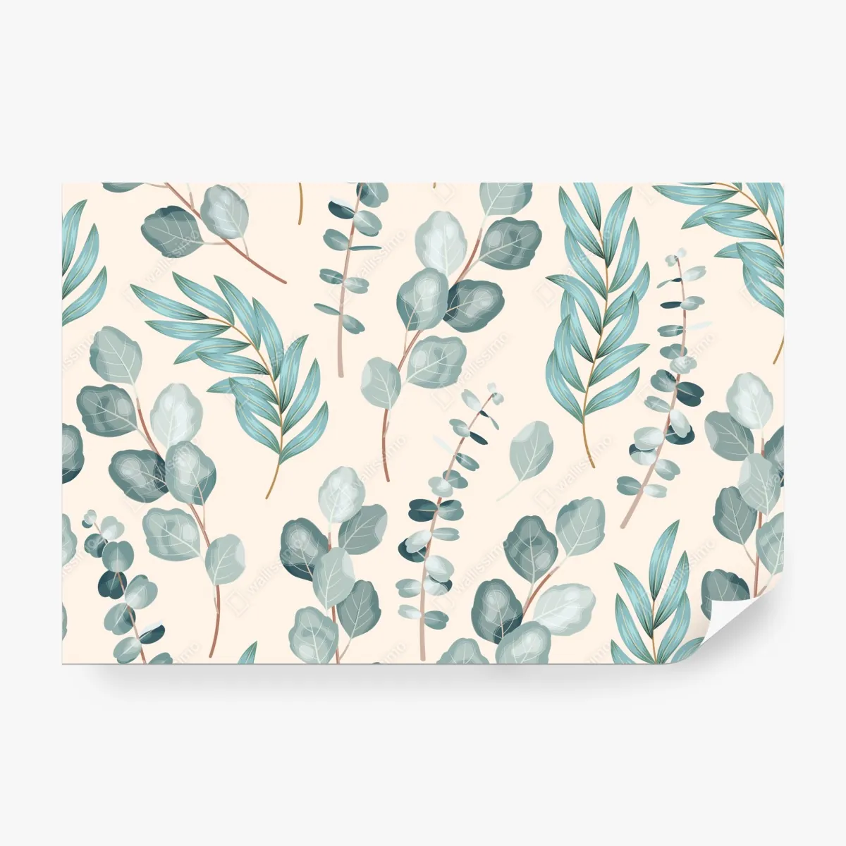 Fototapeta pastelowy wzór liści eukaliptusa – Wallissimo® Fototapeta pastelowy wzór liści eukaliptusa – Wallissimo®