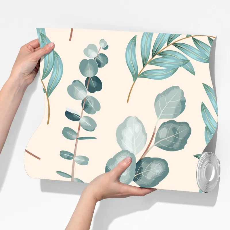 Fototapeta pastelowy wzór liści eukaliptusa – Wallissimo® Fototapeta pastelowy wzór liści eukaliptusa – Wallissimo®