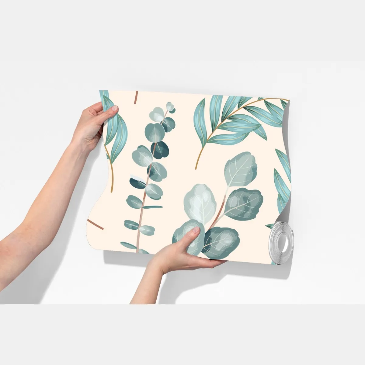 Fototapeta pastelowy wzór liści eukaliptusa – Wallissimo® Fototapeta pastelowy wzór liści eukaliptusa – Wallissimo®