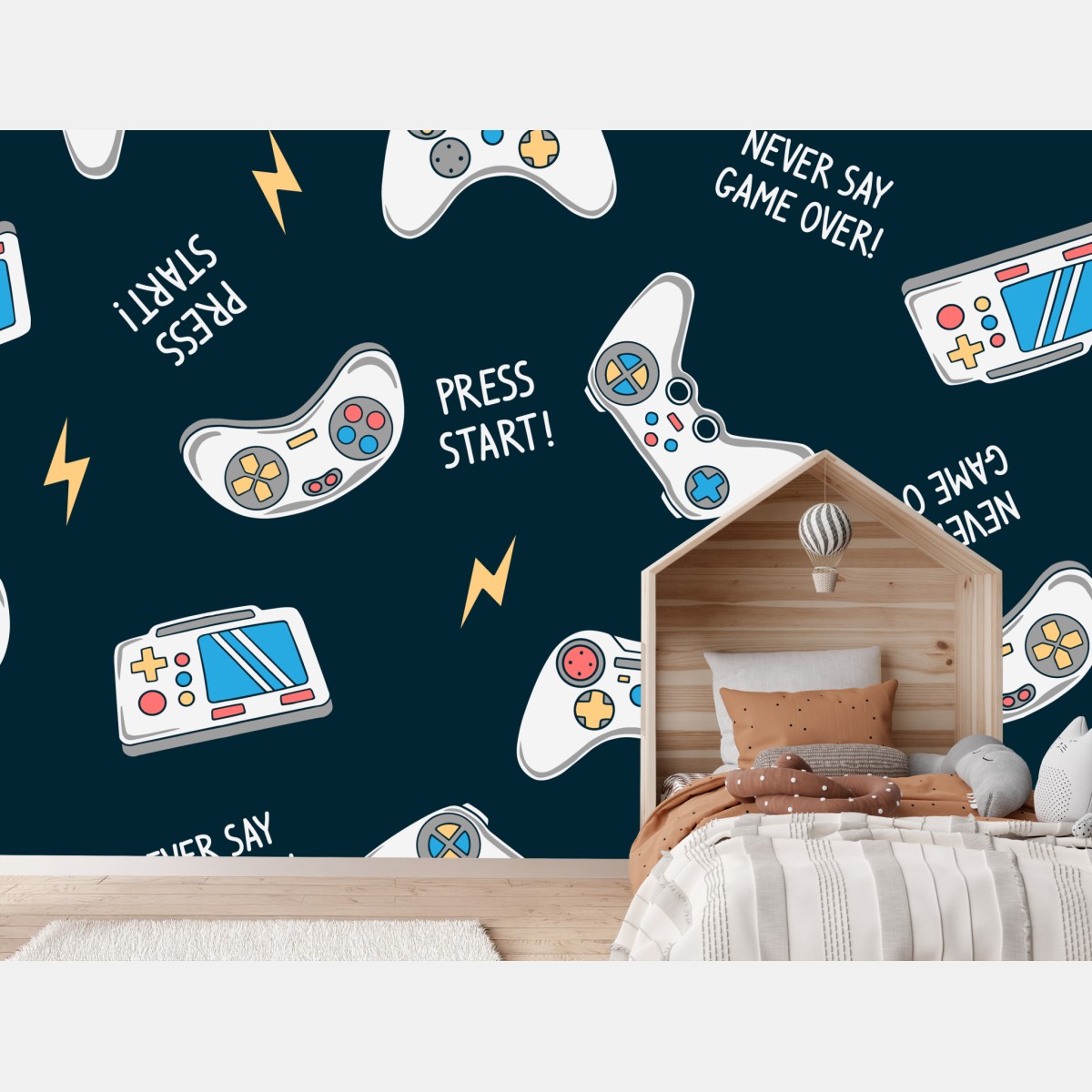 Wall mural retro game controllers pattern
