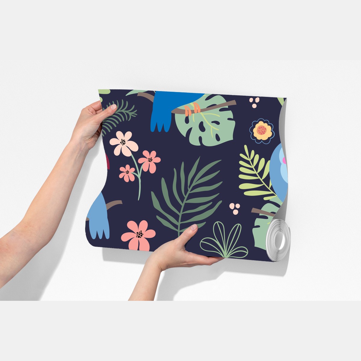 Fototapeta tropikalny wzór z tukanami na granatowym tle – Wallissimo® Fototapeta tropikalny wzór z tukanami na granatowym tle – Wallissimo®