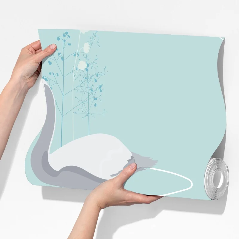 Fototapeta delikatne łabędzie na turkusowym stawie – Wallissimo® Fototapeta delikatne łabędzie na turkusowym stawie – Wallissimo®