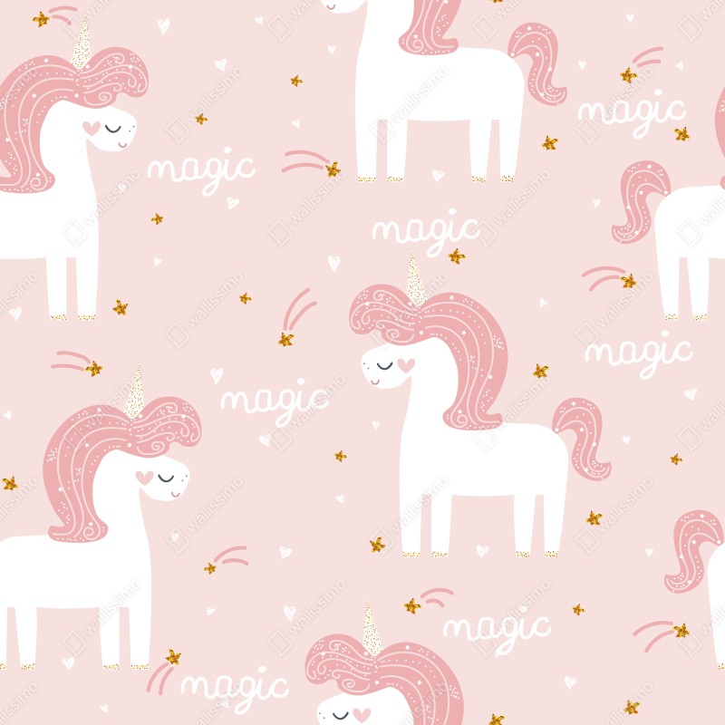 Fototapeta magiczny różowy wzór jednorożca – Wallissimo® Fototapeta magiczny różowy wzór jednorożca – Wallissimo®