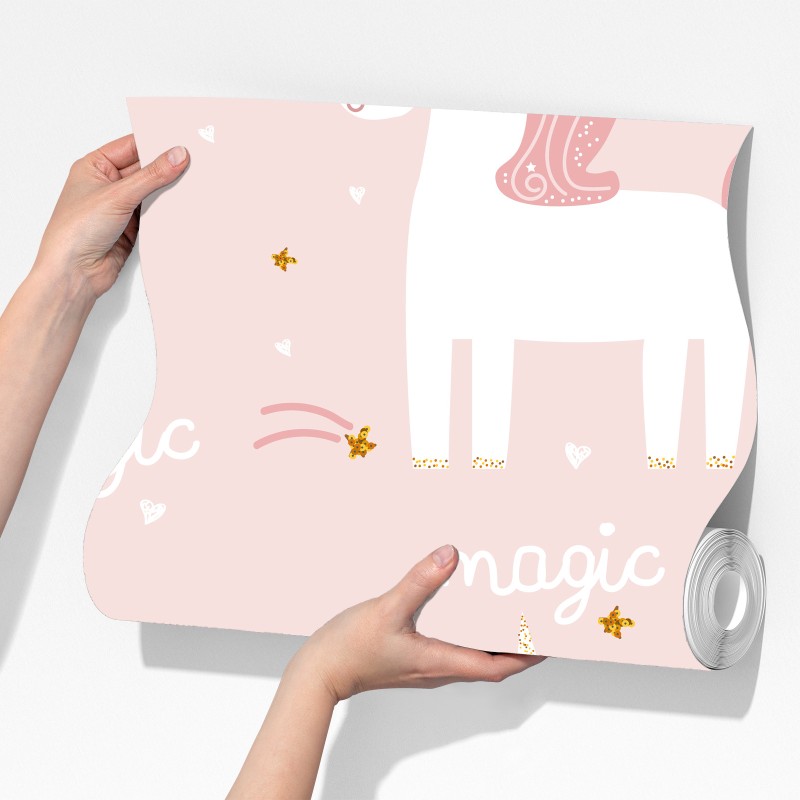 Fototapeta magiczny różowy wzór jednorożca – Wallissimo® Fototapeta magiczny różowy wzór jednorożca – Wallissimo®