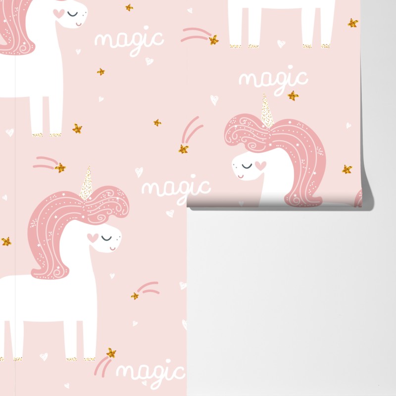 Fototapeta magiczny różowy wzór jednorożca – Wallissimo® Fototapeta magiczny różowy wzór jednorożca – Wallissimo®
