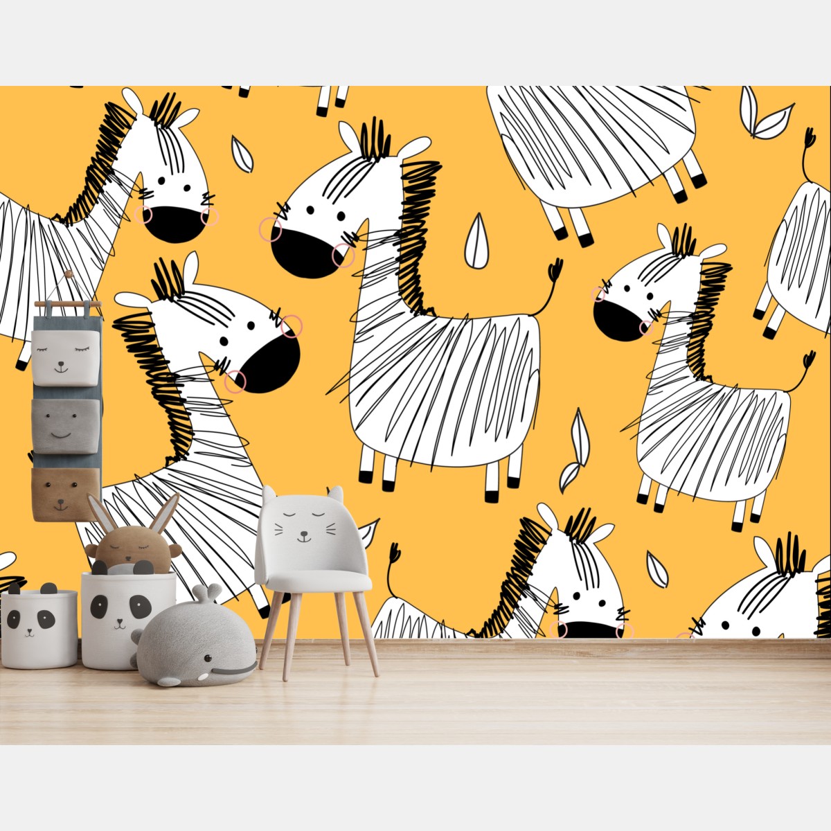 Wall mural playful zebra pattern for kids room