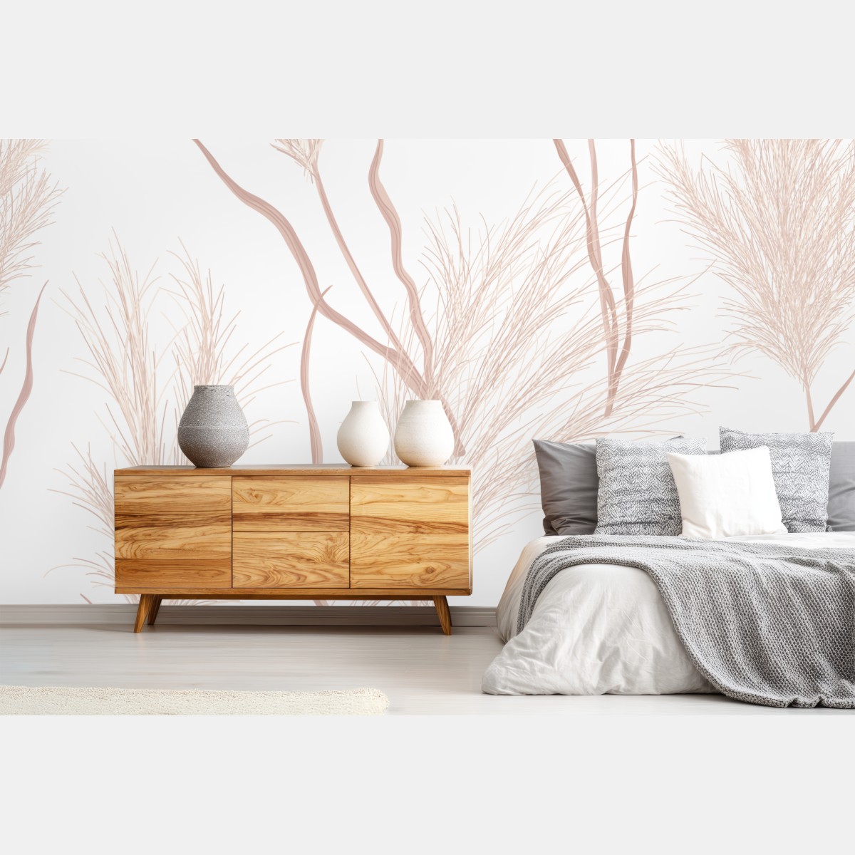 Wall mural soft pampas grass pattern