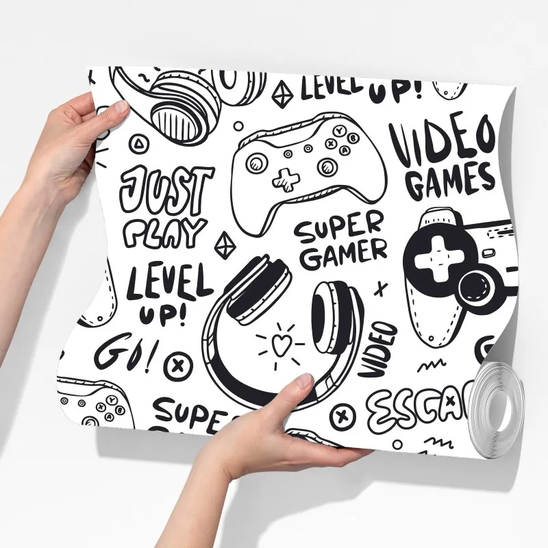 Fototapeta wzór gier wideo z kontrolerami – Wallissimo® Fototapeta wzór gier wideo z kontrolerami – Wallissimo®