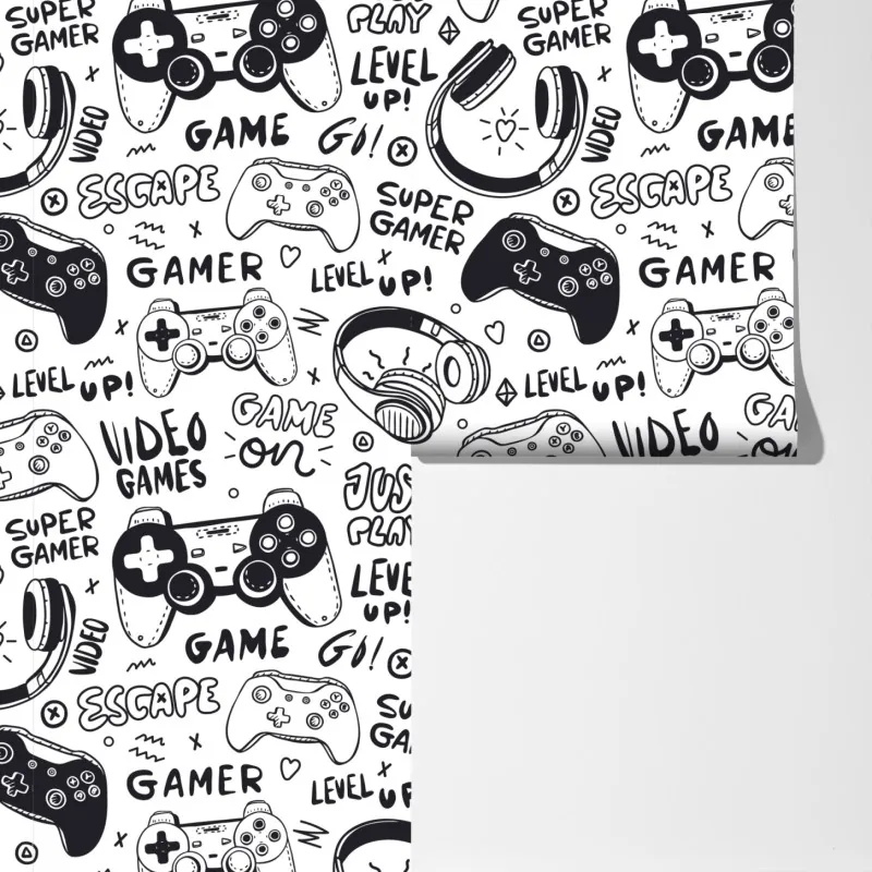 Fototapeta wzór gier wideo z kontrolerami – Wallissimo® Fototapeta wzór gier wideo z kontrolerami – Wallissimo®