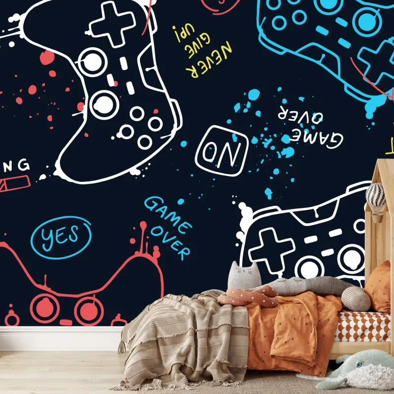 Fototapeta kolorowy wzór kontrolerów do gier