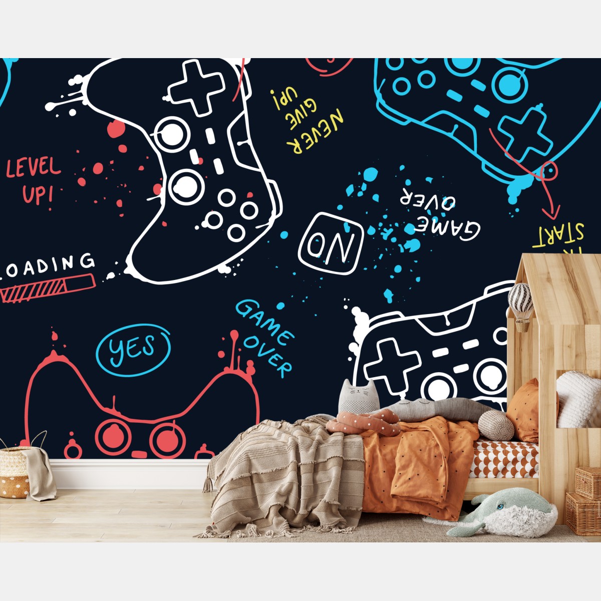Wall mural colorful gaming controller pattern