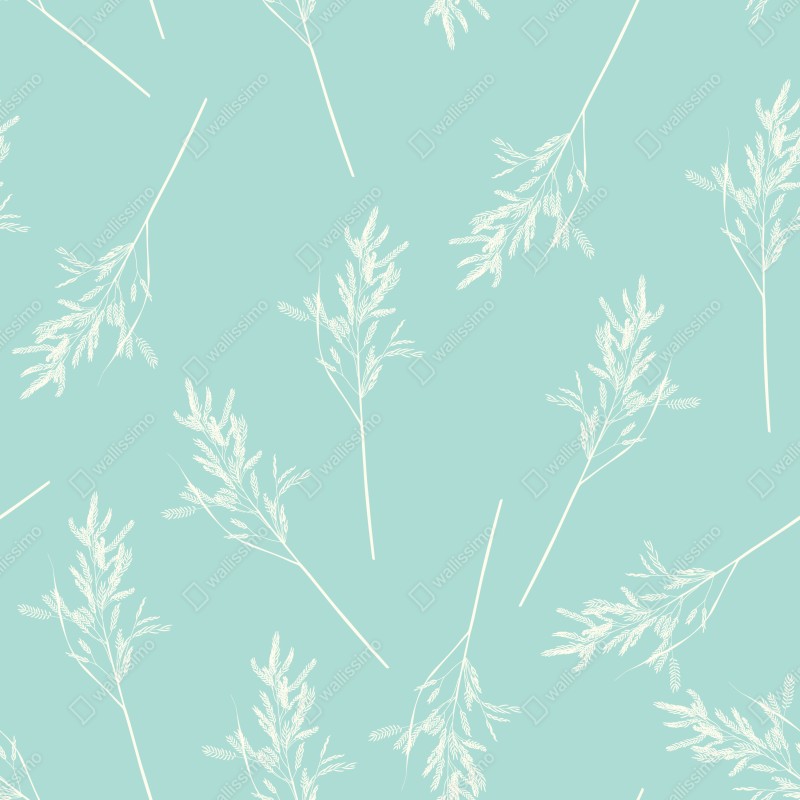Fototapeta delikatny turkusowy wzór botaniczny – Wallissimo® Fototapeta delikatny turkusowy wzór botaniczny – Wallissimo®
