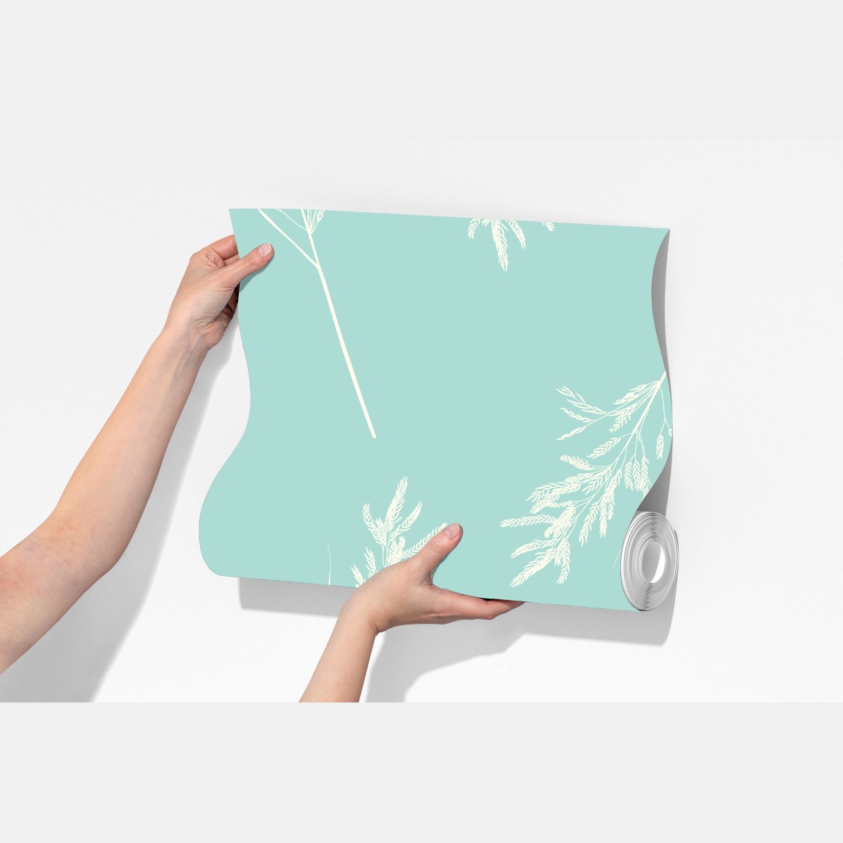 Fototapeta delikatny turkusowy wzór botaniczny – Wallissimo® Fototapeta delikatny turkusowy wzór botaniczny – Wallissimo®