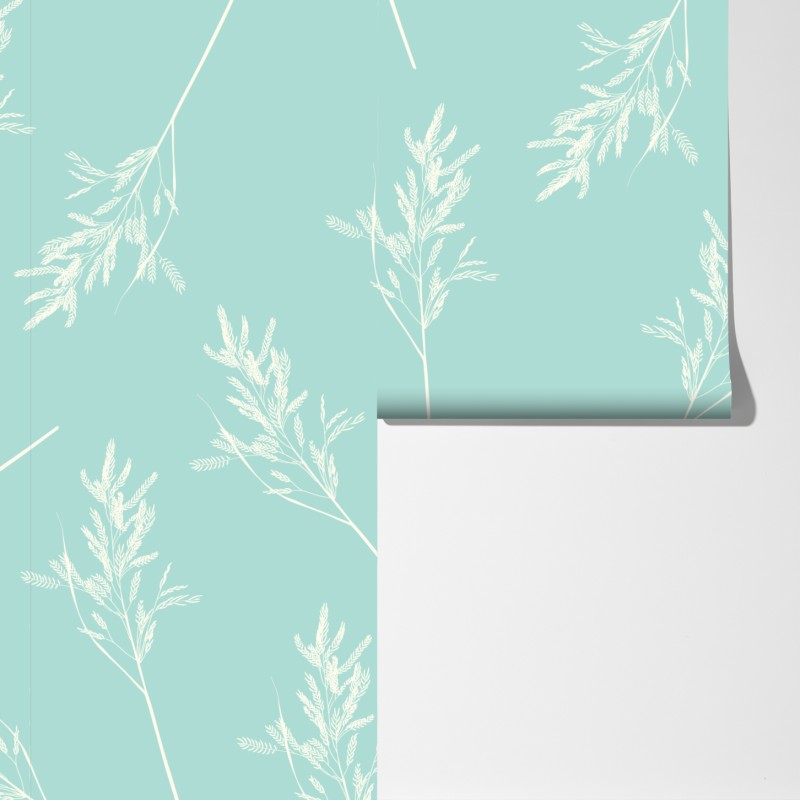 Fototapeta delikatny turkusowy wzór botaniczny – Wallissimo® Fototapeta delikatny turkusowy wzór botaniczny – Wallissimo®