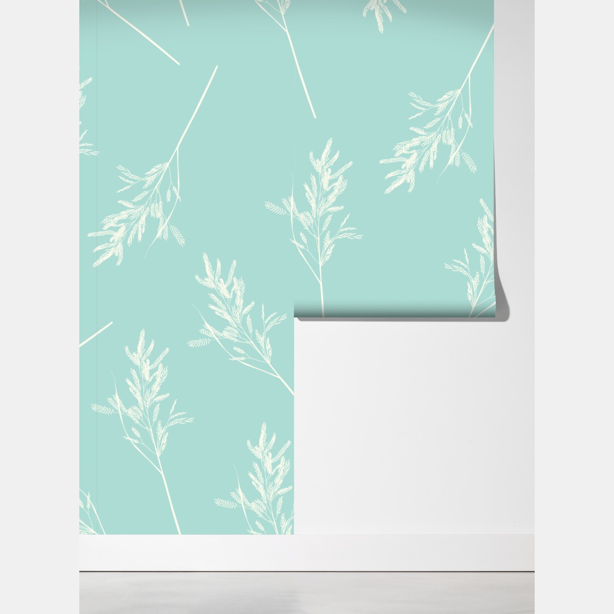 Fototapeta delikatny turkusowy wzór botaniczny – Wallissimo® Fototapeta delikatny turkusowy wzór botaniczny – Wallissimo®