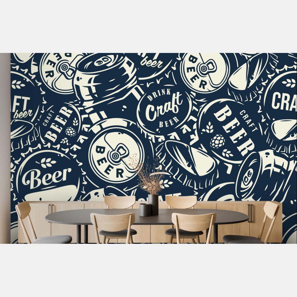 Wall mural craft beer caps pattern
