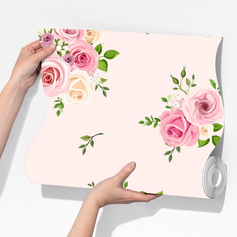 Fototapeta delikatny różany wzór w pastelowych odcieniach – Wallissimo® Fototapeta delikatny różany wzór w pastelowych odcieniach – Wallissimo®