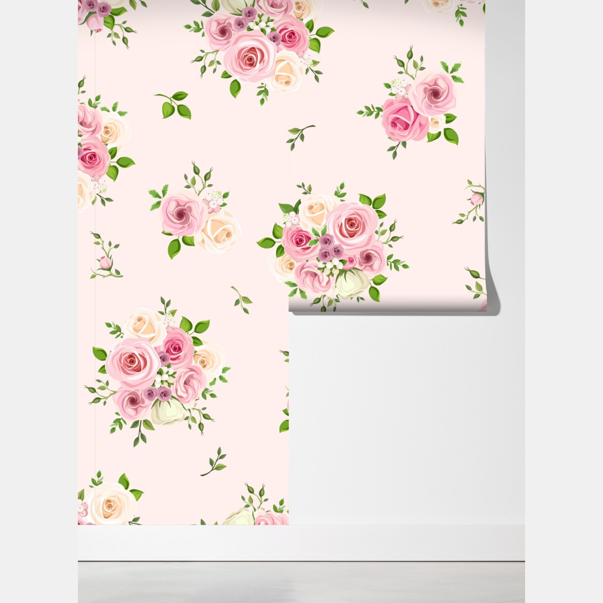 Fototapeta delikatny różany wzór w pastelowych odcieniach – Wallissimo® Fototapeta delikatny różany wzór w pastelowych odcieniach – Wallissimo®