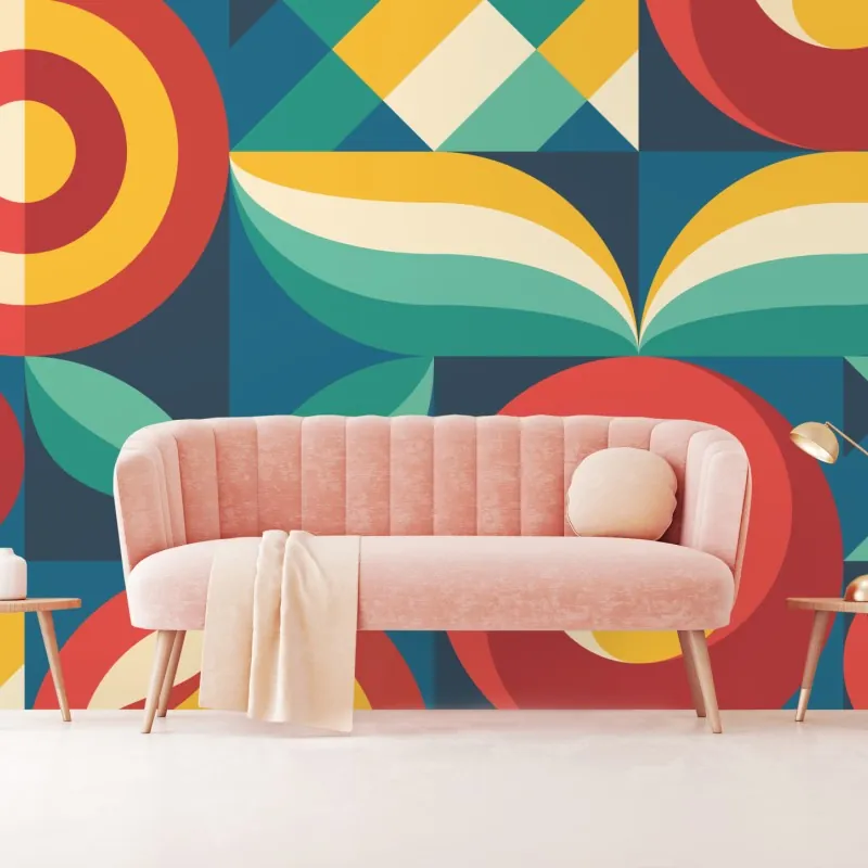 Fototapeta żywy geometryczny motyw kwiatowy