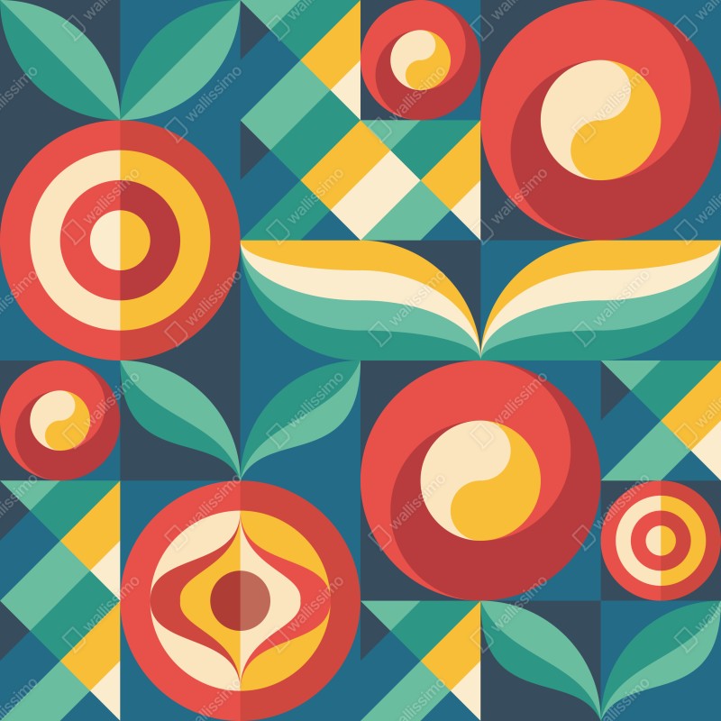 Fototapeta żywy geometryczny motyw kwiatowy – Wallissimo® Fototapeta żywy geometryczny motyw kwiatowy – Wallissimo®