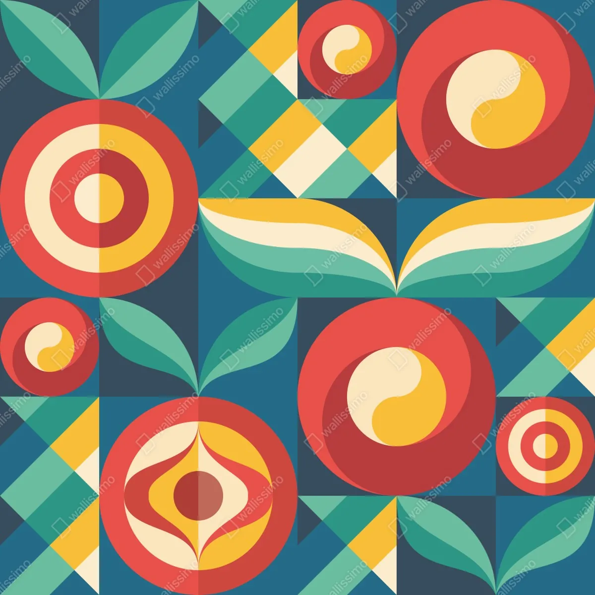 Fototapeta żywy geometryczny motyw kwiatowy – Wallissimo® Fototapeta żywy geometryczny motyw kwiatowy – Wallissimo®