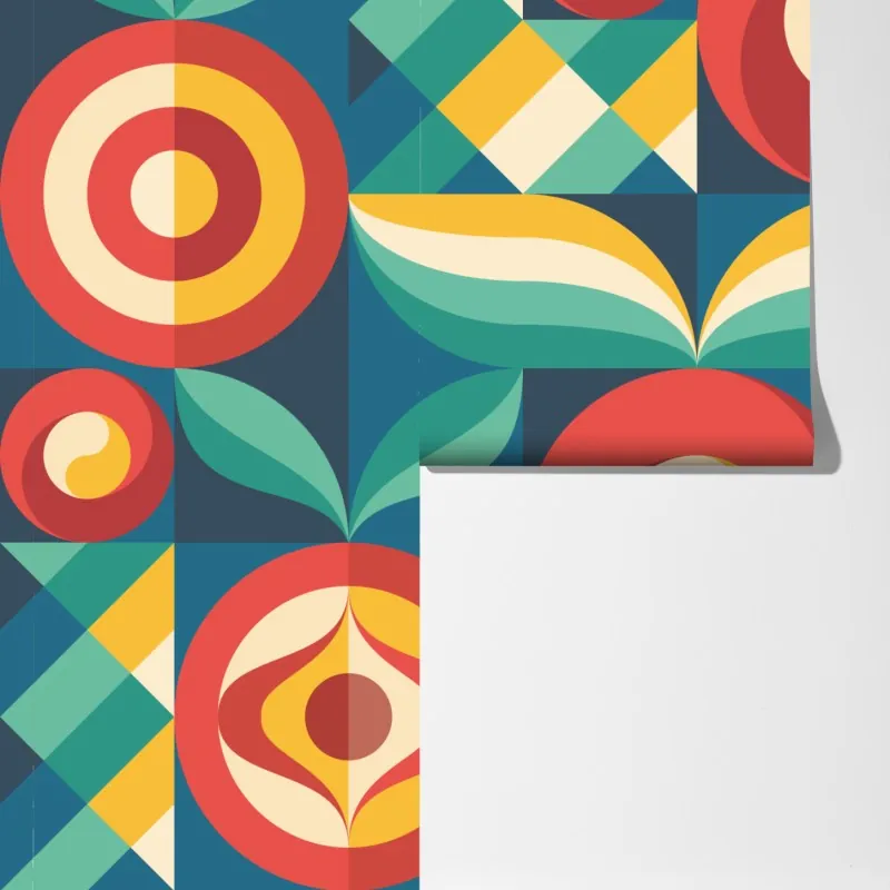 Fototapeta żywy geometryczny motyw kwiatowy – Wallissimo® Fototapeta żywy geometryczny motyw kwiatowy – Wallissimo®