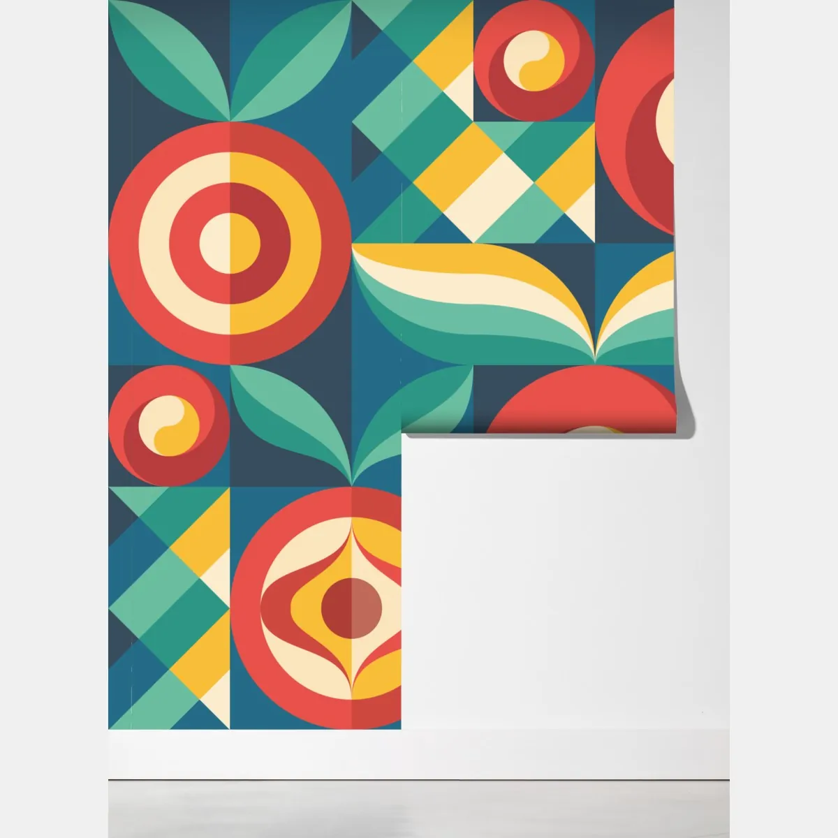 Fototapeta żywy geometryczny motyw kwiatowy – Wallissimo® Fototapeta żywy geometryczny motyw kwiatowy – Wallissimo®