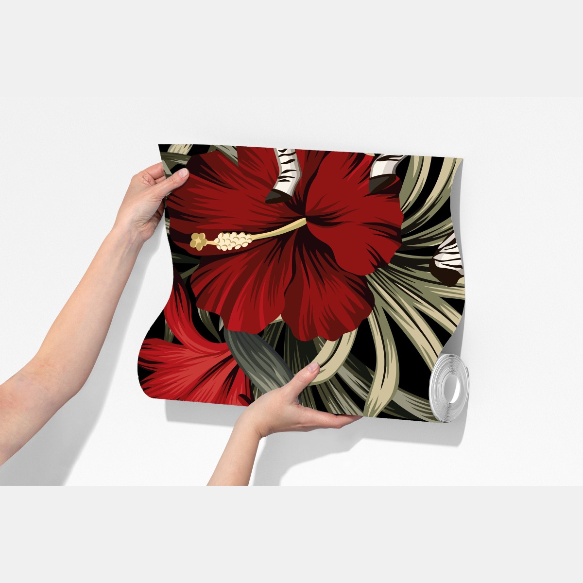 Fototapeta tropikalny wzór zebry i kwiatów – Wallissimo® Fototapeta tropikalny wzór zebry i kwiatów – Wallissimo®