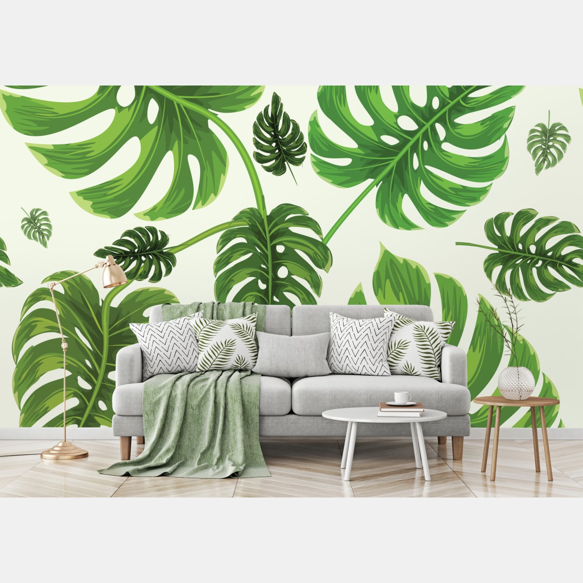 Wall mural tropical monstera leaf pattern
