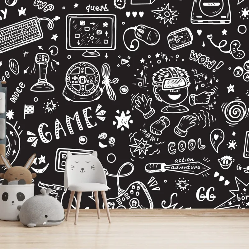 Fototapeta ręcznie rysowany wzór gier