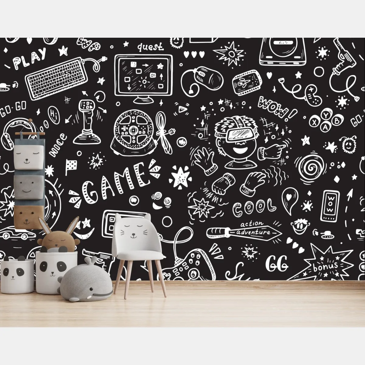 Fototapeta ręcznie rysowany wzór gier – Wallissimo® Fototapeta ręcznie rysowany wzór gier – Wallissimo®