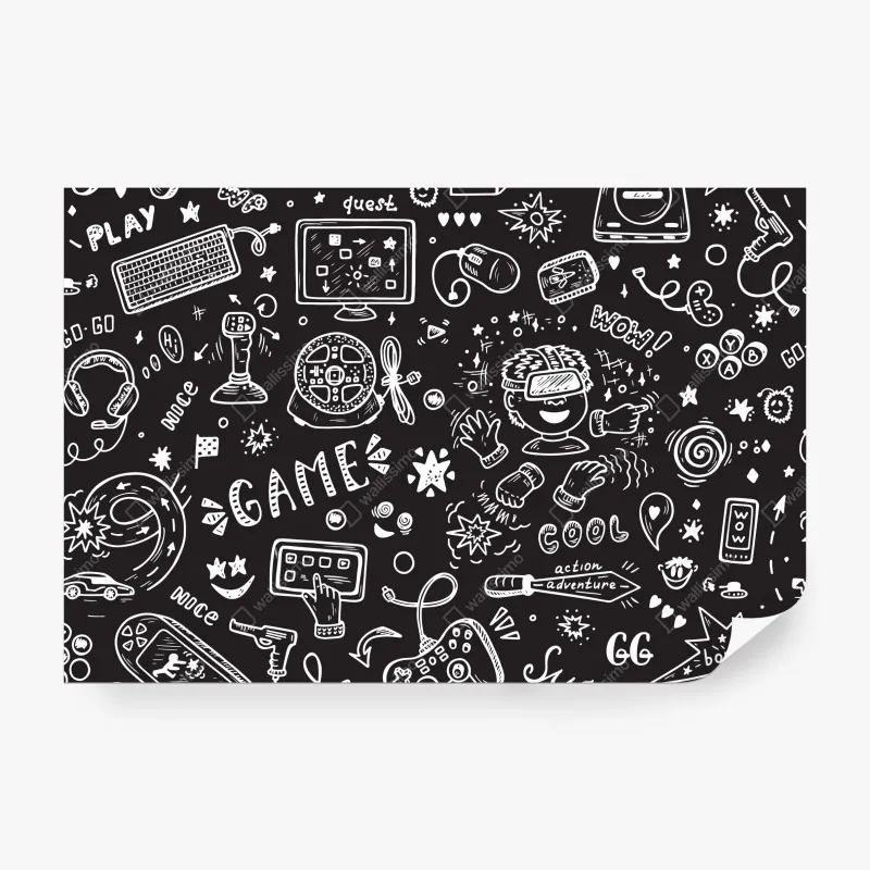 Fototapeta ręcznie rysowany wzór gier