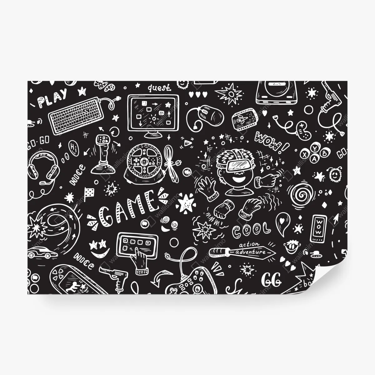 Fototapeta ręcznie rysowany wzór gier – Wallissimo® Fototapeta ręcznie rysowany wzór gier – Wallissimo®