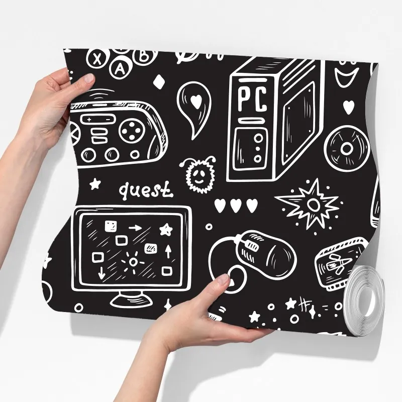 Fototapeta ręcznie rysowany wzór gier – Wallissimo® Fototapeta ręcznie rysowany wzór gier – Wallissimo®