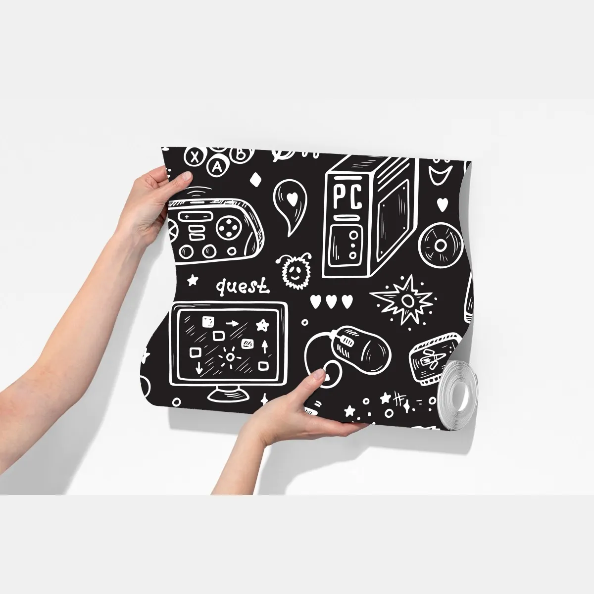 Fototapeta ręcznie rysowany wzór gier – Wallissimo® Fototapeta ręcznie rysowany wzór gier – Wallissimo®