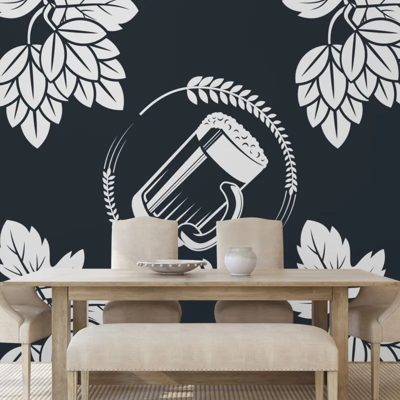 Fototapeta wzór z piwem i chmielem