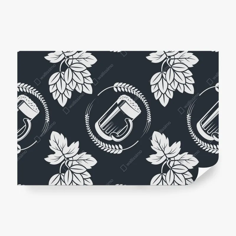 Fototapeta wzór z piwem i chmielem