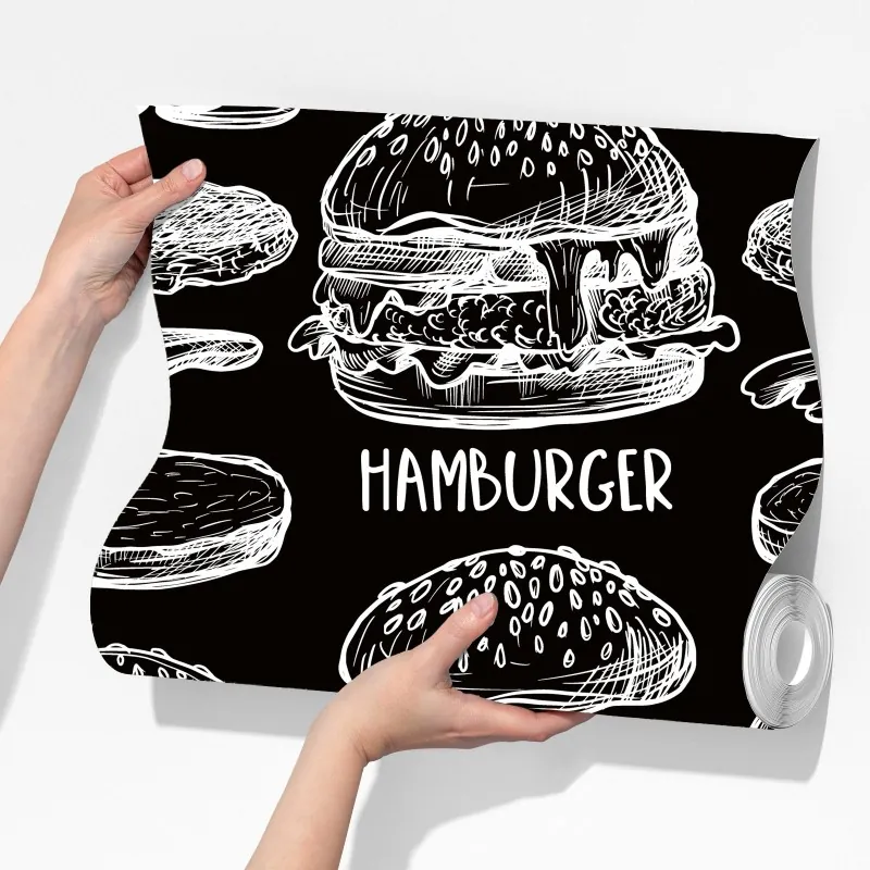 Fototapeta ręcznie rysowany wzór burgerów na czarnym tle – Wallissimo® Fototapeta ręcznie rysowany wzór burgerów na czarnym tle – Wallissimo®