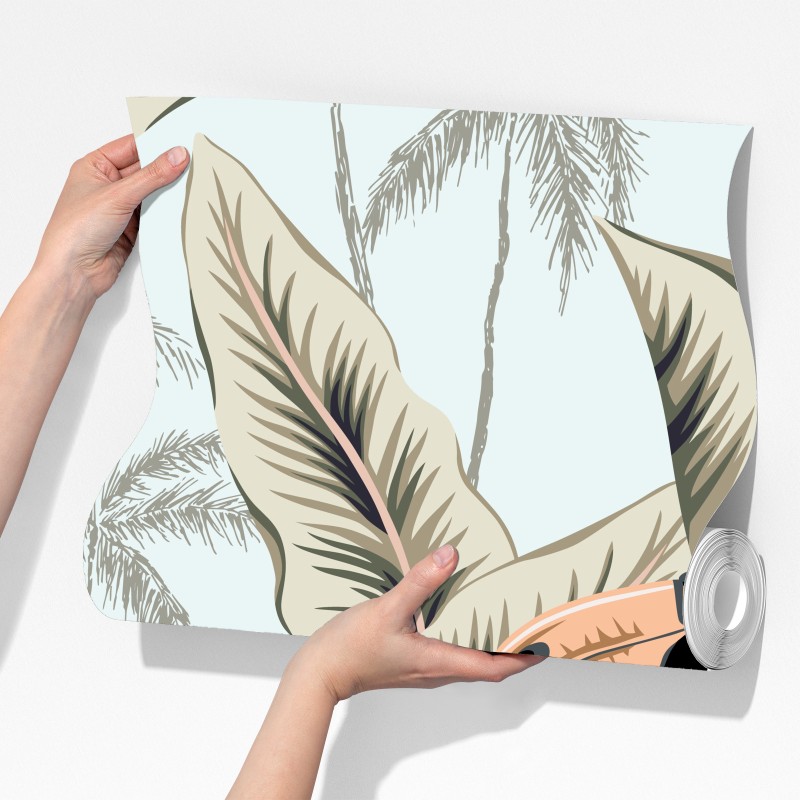 Fototapeta tropikalny motyw z tukanem i hibiskusem – Wallissimo® Fototapeta tropikalny motyw z tukanem i hibiskusem – Wallissimo®