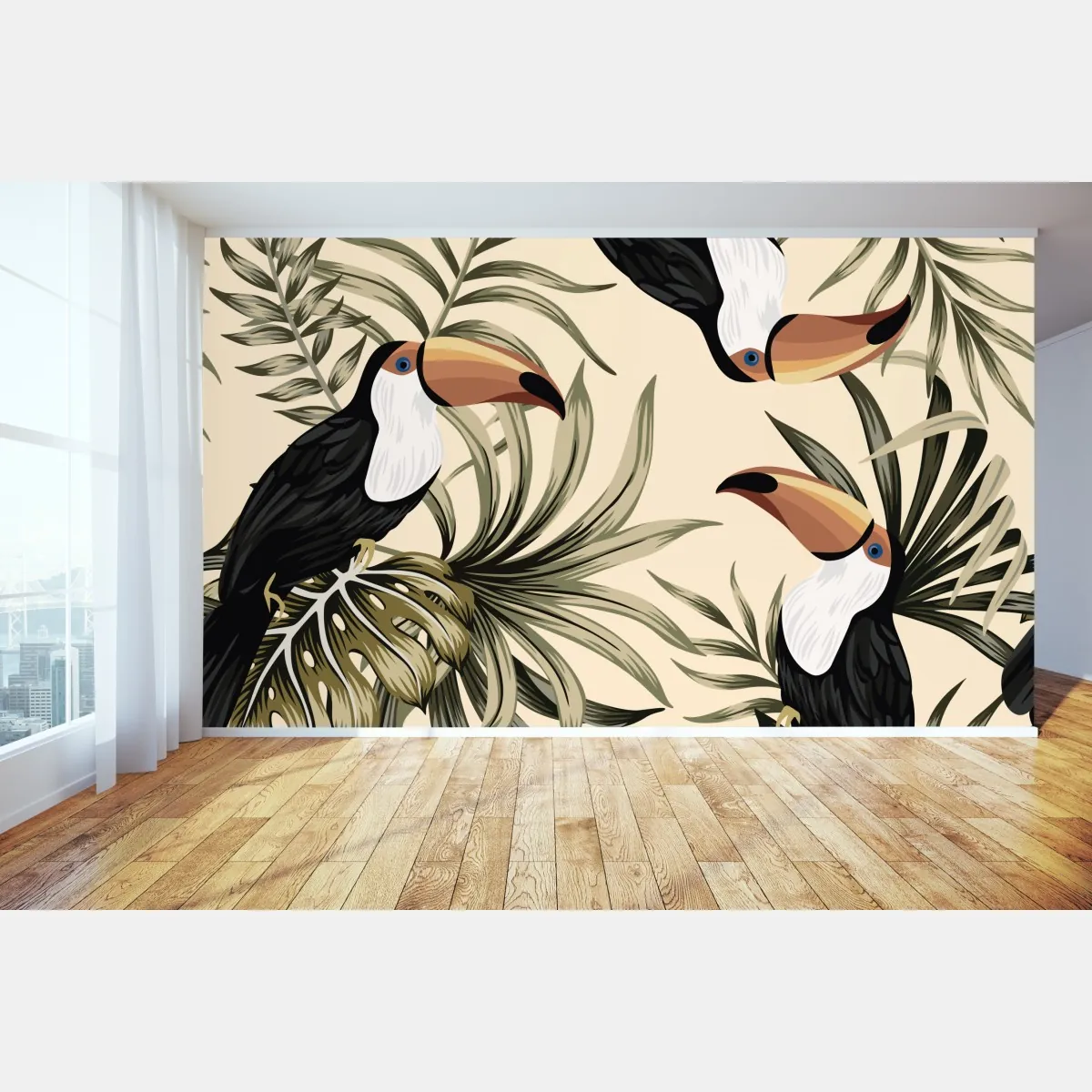 Fototapeta tropikalny wzór z tukanami – Wallissimo® Fototapeta tropikalny wzór z tukanami – Wallissimo®