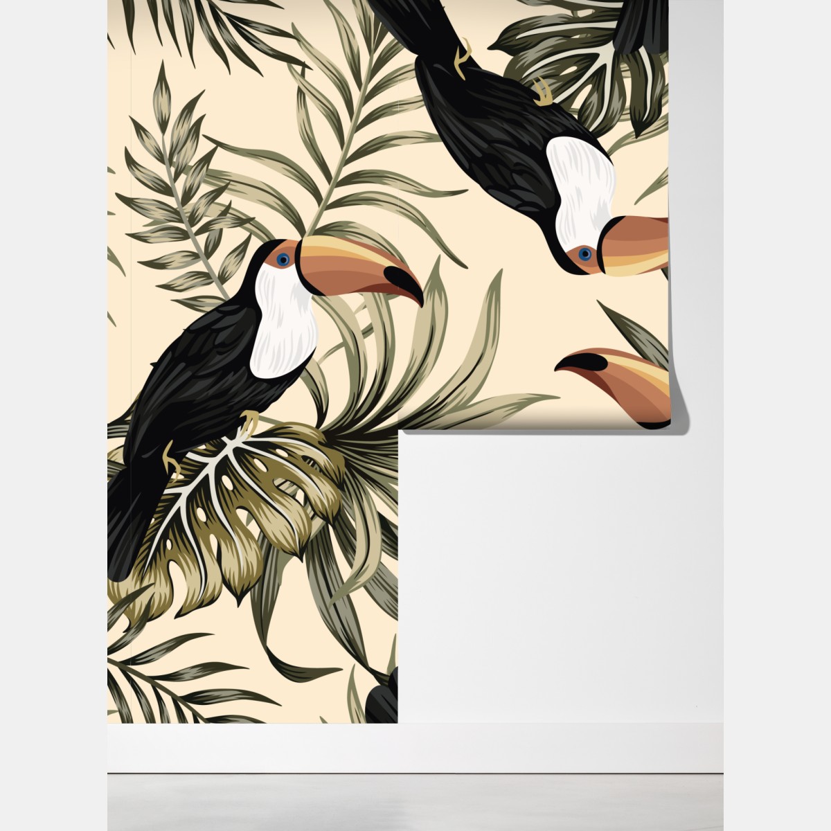 Fototapeta tropikalny wzór z tukanami – Wallissimo® Fototapeta tropikalny wzór z tukanami – Wallissimo®