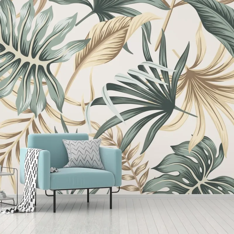 Fototapeta tropikalny botaniczny wzór liści