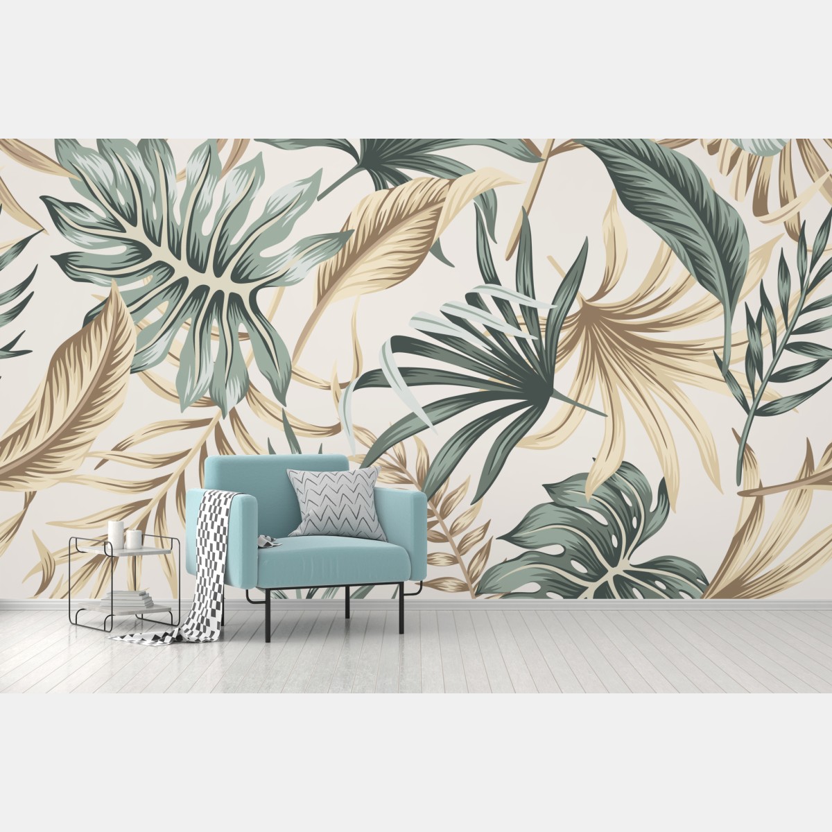 Wall mural tropical botanical foliage pattern