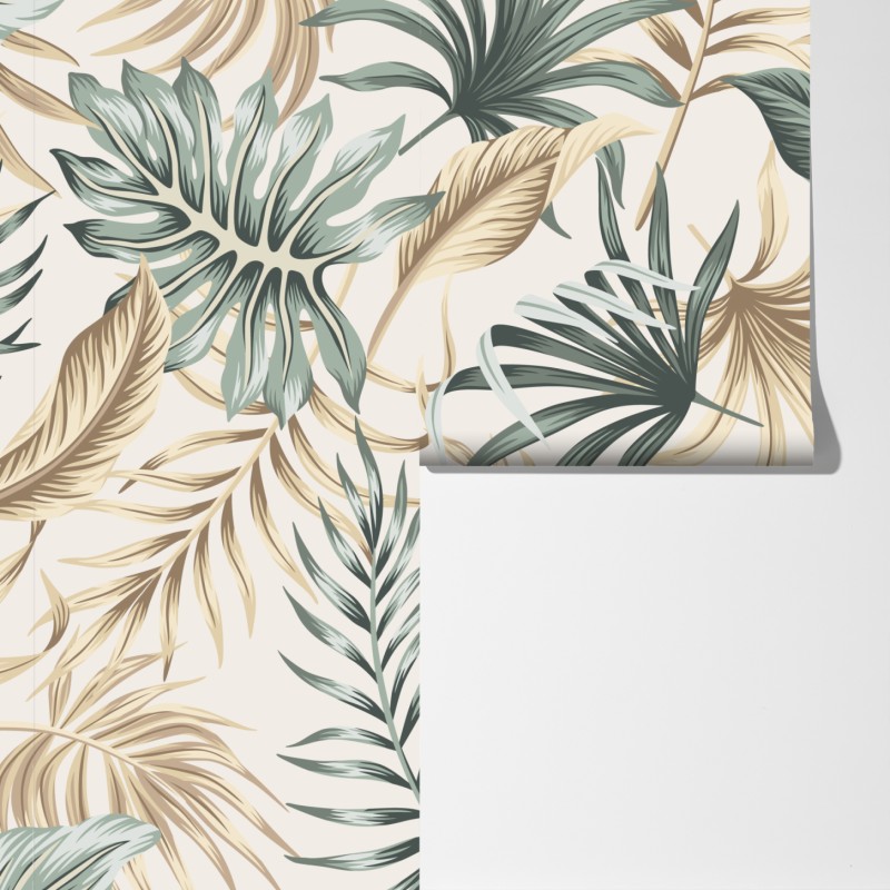 Fototapeta tropikalny botaniczny wzór liści – Wallissimo® Fototapeta tropikalny botaniczny wzór liści – Wallissimo®