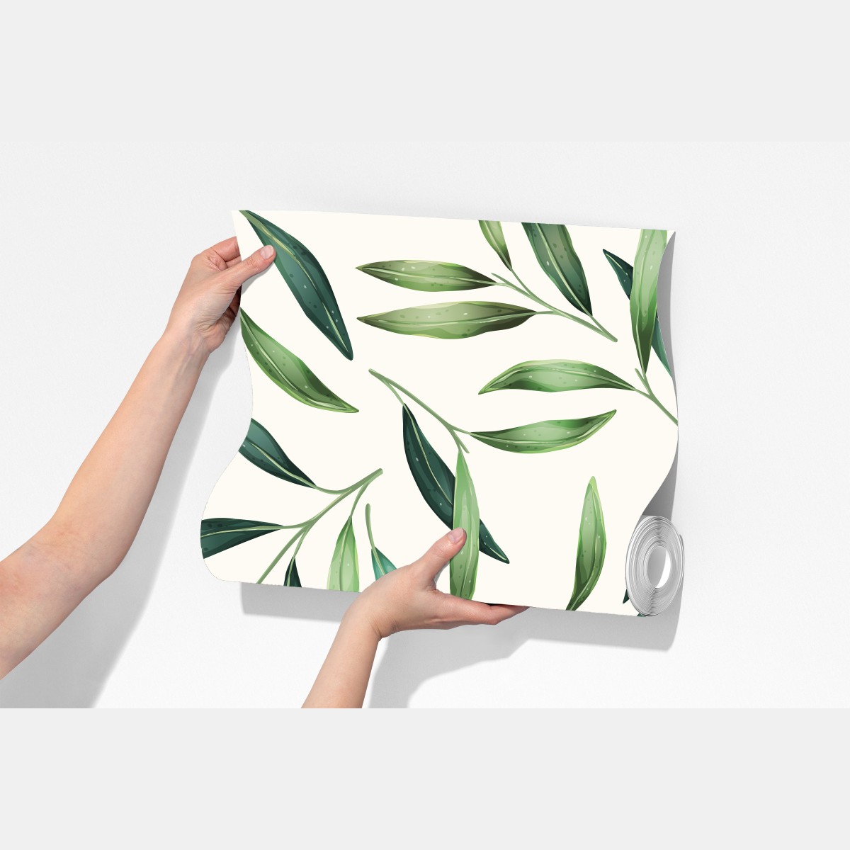 Fototapeta zielony akwarelowy wzór liści – Wallissimo® Fototapeta zielony akwarelowy wzór liści – Wallissimo®