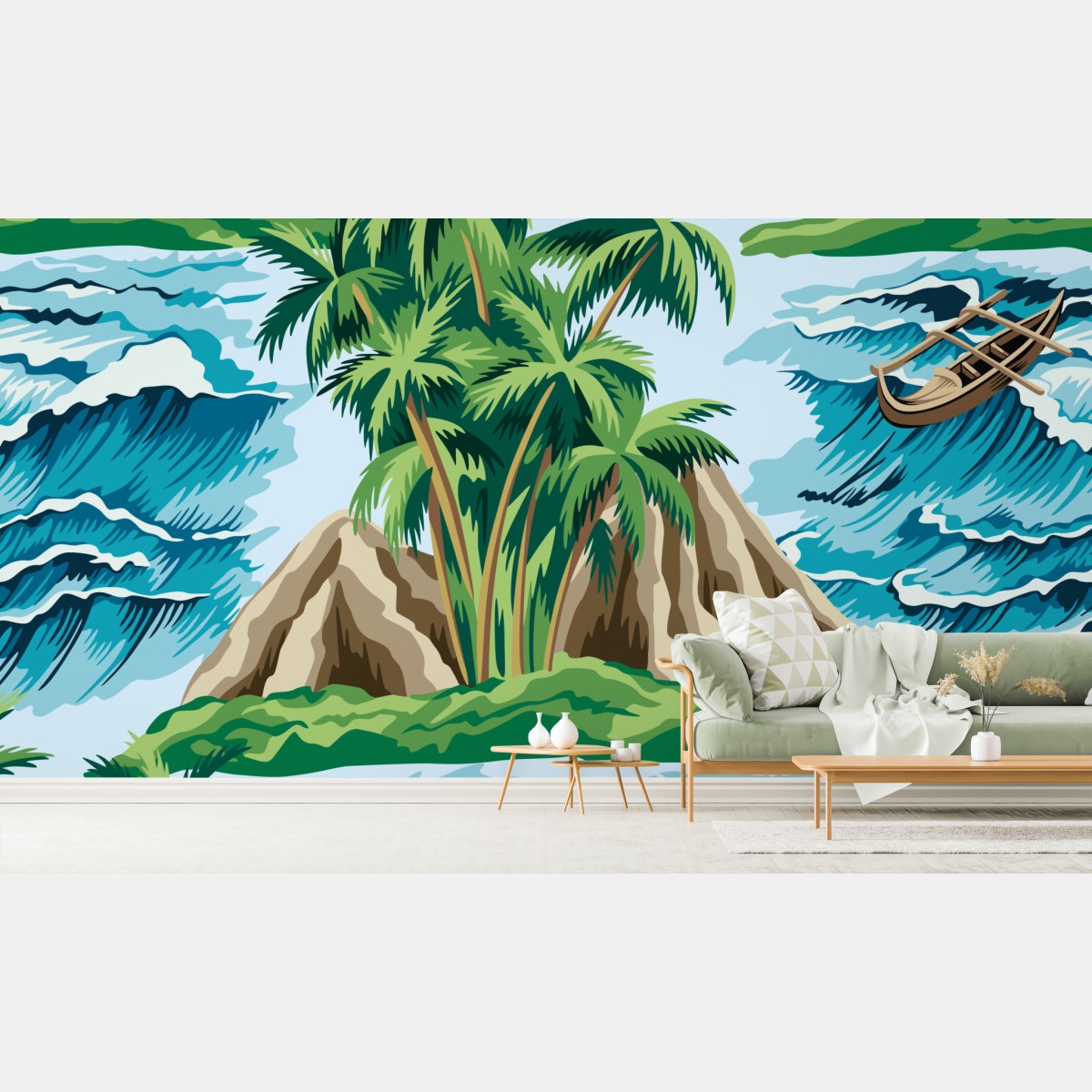 Wall mural tropical island seascape pattern