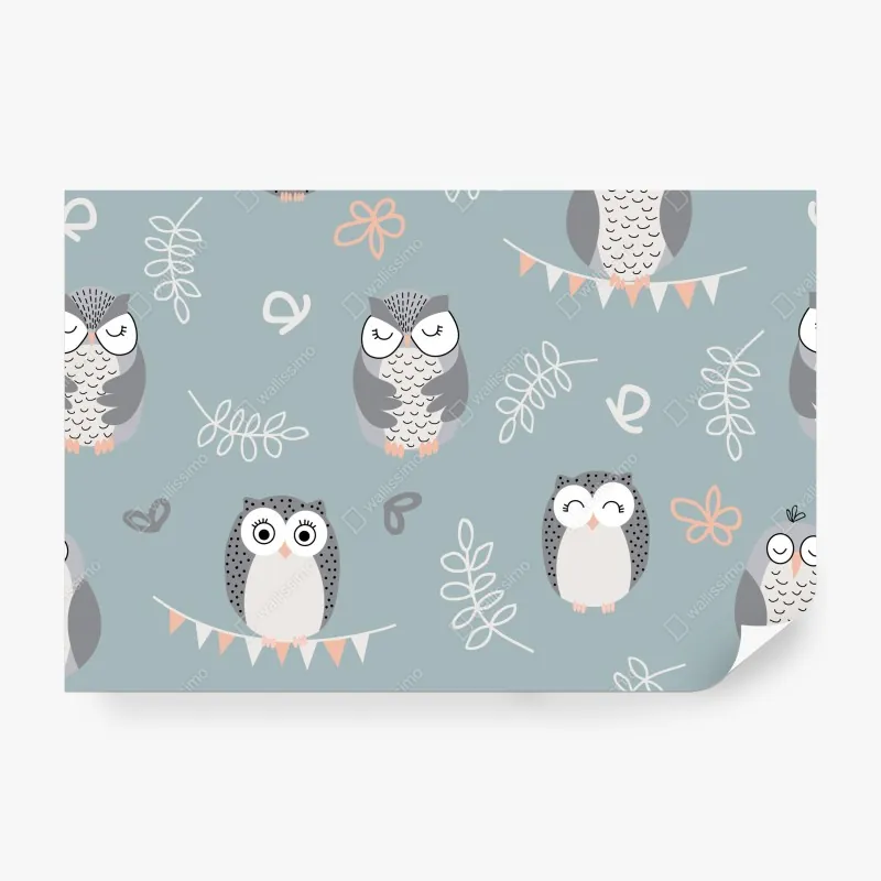 Fototapeta urokliwy wzór z sowami do pokoju dziecięcego