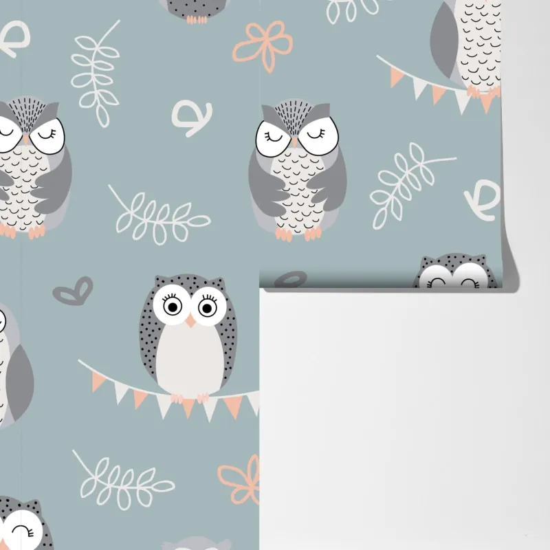 Fototapeta urokliwy wzór z sowami do pokoju dziecięcego – Wallissimo® Fototapeta urokliwy wzór z sowami do pokoju dziecięcego – Wallissimo®