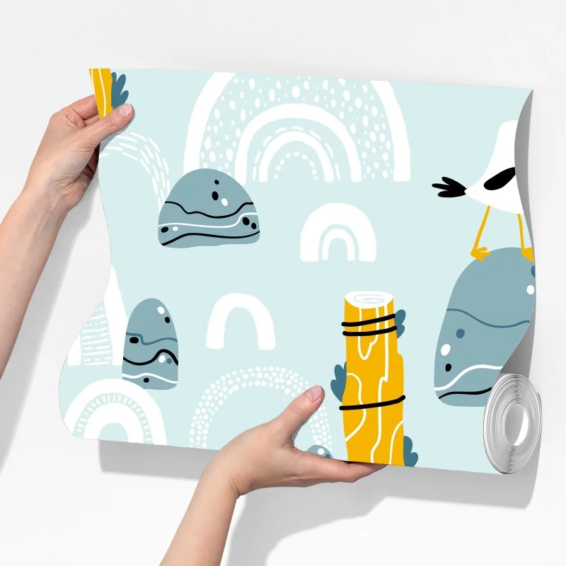 Fototapeta wesołe mewy na pastelowych łukach – Wallissimo® Fototapeta wesołe mewy na pastelowych łukach – Wallissimo®